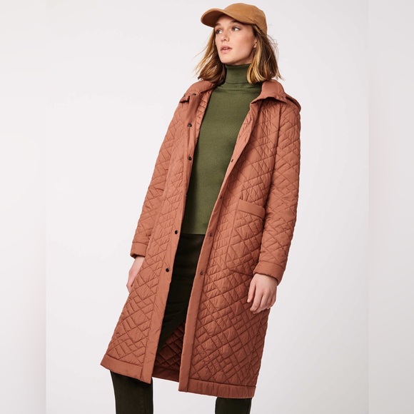 Bernardo Jackets & Blazers - NWT Bernardo Women's Quilted Long Coat - large Brown rust
